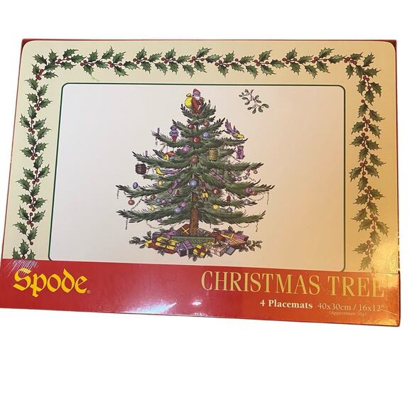 SPODE Christmas Tree Cork Placemats New 16” In Original Red Box Classic Elegant - Picture 1 of 6